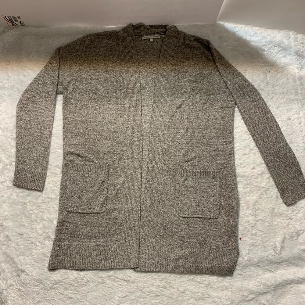 Antropologie open front brown taupe color cardigan size L